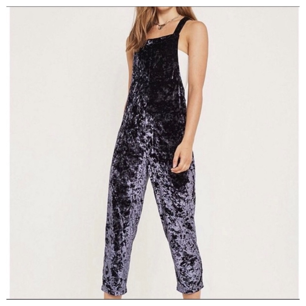 SHAPELESS BLUE VELVET OVERALLS - Picture 1 of 8